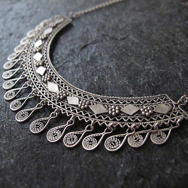 Filigree Silver  necklace, Yemenite necklace, Ethnic necklace,silver necklace, Israel jewelry