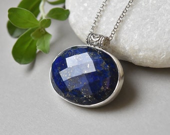 Lapis lazuli necklace,oval necklace,cobalt blue necklace