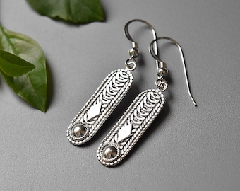 Tiny ethnic earrings,silver filigree earrings,small ornate earrings