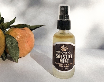 SOLSTICE MIST | patchouli + orange mist  | uplifting + grounding essential oil blend | uplifting body mist | altar mist