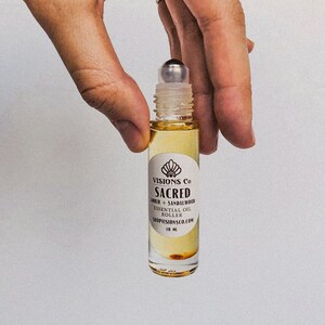 SACRED Amber Sandalwood Roller: Essential Oil Blend, Winter Gift, Calming Perfume