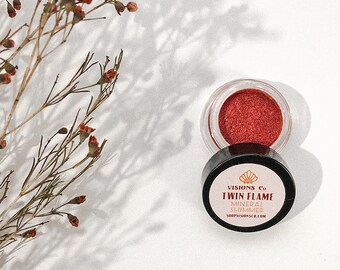 TWIN FLAME SHIMMER | Royal Auburn Red Shimmer, Mica Eyeshadow, Non Toxic highlighter + body glow