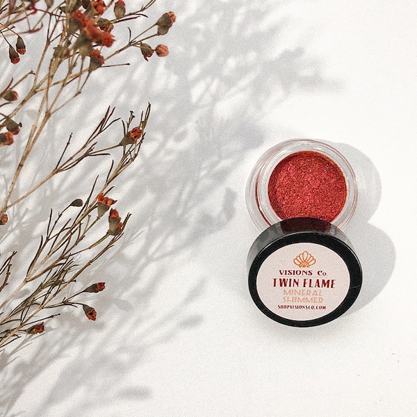 TWIN FLAME SHIMMER | Royal Auburn Red Shimmer, Mica Eyeshadow, Non Toxic highlighter + body glow