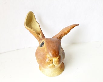 Brown Bunny Head Sculpture