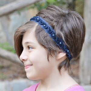 Navy blue headband, boho headband, lace bohemian headband, women headband, vintage headband, lace headwrap, baby head wraps, girl birthday image 1