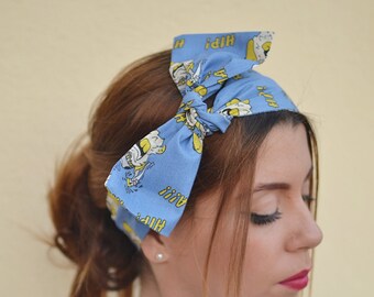 Workout Head Scarfs, Hair Covering, Blue Headband, Headband Adult, Woman Top Knot, Cotton Head Wrap, Pin Up Headband, Bow Headbands, Turban