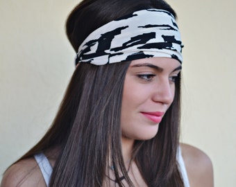 Black Ivory Krepe Fabric Retro Stile Headband, Bohemian Headband Hair Womens Accessories For Girls, Vintage Retro Fashion Headbands Turbans