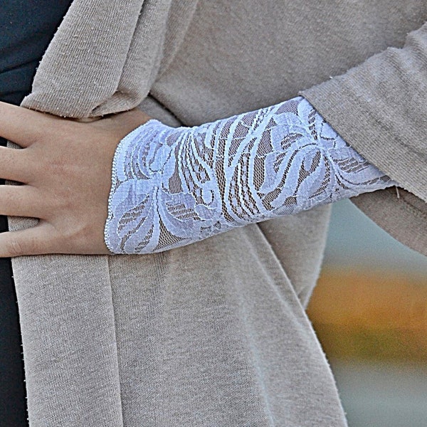 Boho Off White Lace Bracelet For Womens Lace Accessories White, Lace Cuff Bracelet Black Sleeve Extender, Wrist Tattoo Cover Bracelet, Gift