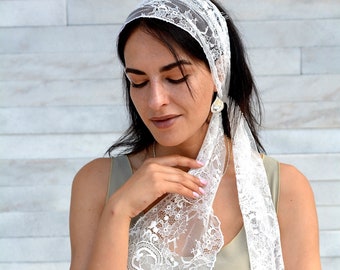 Moderne Frauen Stirnband Spitze Stoff Kopftuch Sommer Mode Accessoires Frauen Kopftuch Headwrap Spitzenstirnband in Off White Hochzeit Schal
