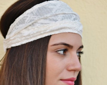 Wedding Headband, Bridesmaid Headband, Knitted Headband, Running Headband, Yoga Headband, Boho Headband, Workout Headband, Ivory Headband