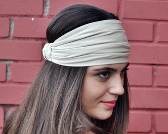 Cream Headband, Elastic Turban, Bohemian Headband, Hair Accessories, Womens Accessories, Womens Turban, Womens Headband, Vintage Headbands