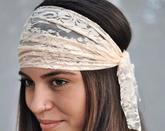 Elastic Lace Headband, Peach Headband, Head Wrap, Sports Headbands, Wide Headband, Womens Turban, Turban Headband, Womens Headband