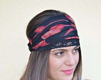 Floral Headband, Chiffon Headband, Head Wrap, Sports Headbands, Wide Headband, Womens Turban, Turban Headband, Womens Headband, Headbands