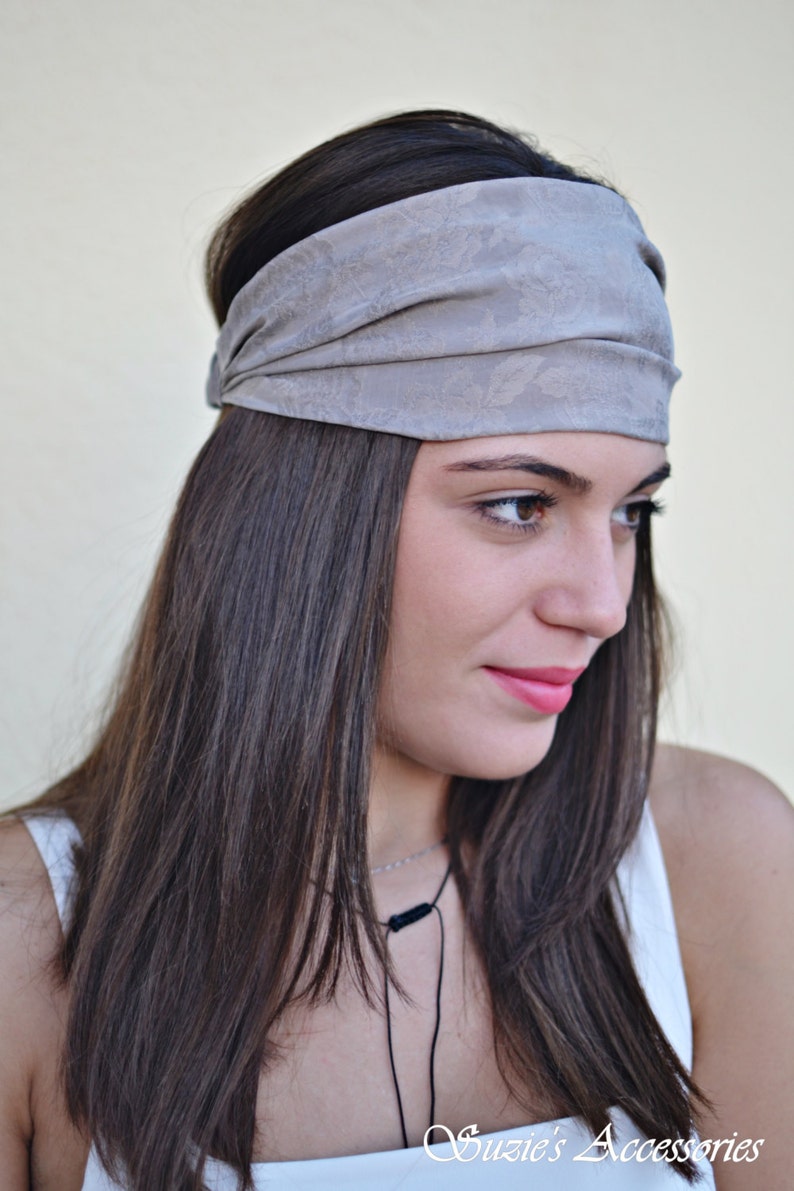 Crepe Satin Headband, Cream Handmade Headbands, Hippie Headband, Fashion Headbands, Womens Head
