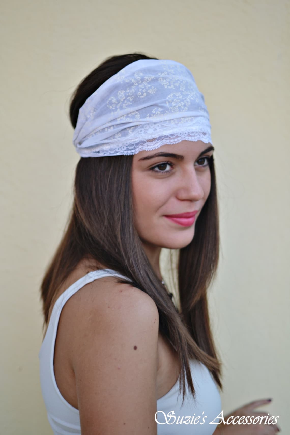 White Headband Cotton Headband Handmade Headbands Hippie Headband
