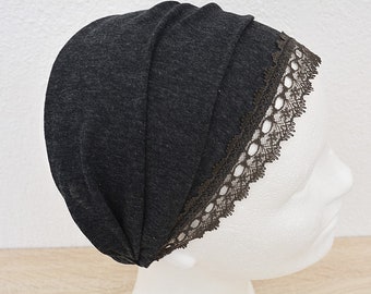 Dark Grey Headband, Mom Headband, Girls Headband, Boho Accessory, Wide Headband, Headbands for Women, Fabric Headband, Lace Cotton Headbands