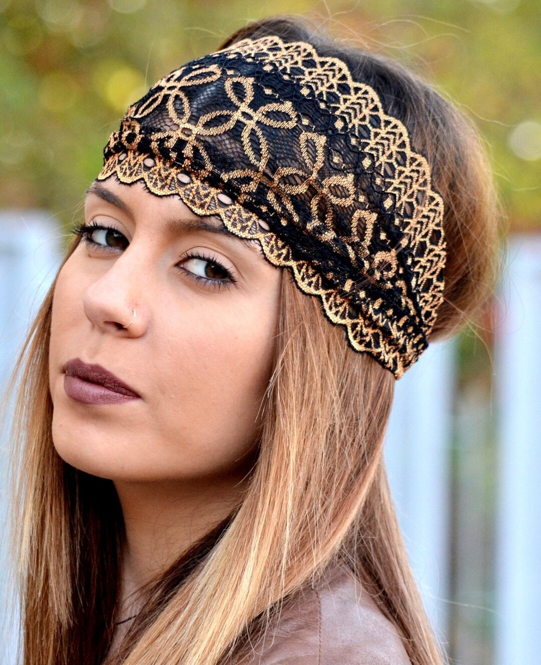 Gold Black Headbands Lace Accessories Black, Handmade Womens Black Headbands Black Lace Braselet