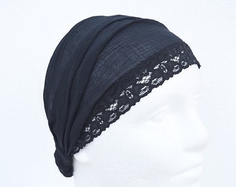 Black Turban, Running Turban, Yoga Turbans, Turban Black, Workout Headband, Viscose Turban, Womens Turban, Twist Headband, Turban Goth, Lace