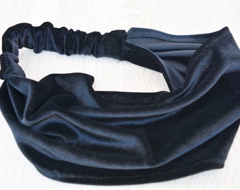 Schwarzer Samtturban, schwarze Türband, Türband Stirnband, Schwarz Turban, samt Turban Stirnband, Stretch Kopftuch, schwarz Kopftuch, Stirnband schwarz