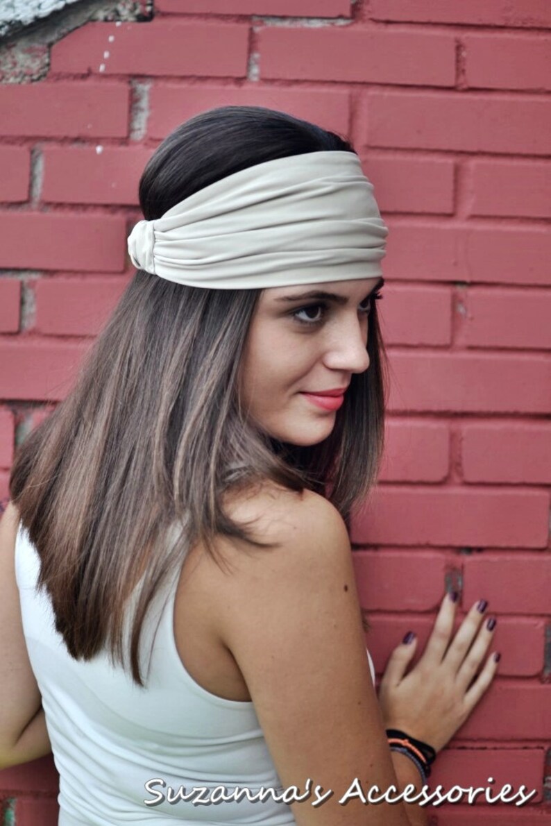 Cream Headband, Elastic Turban, Bohemian Headband, Hair Accessories, Womens Accessories, Womens