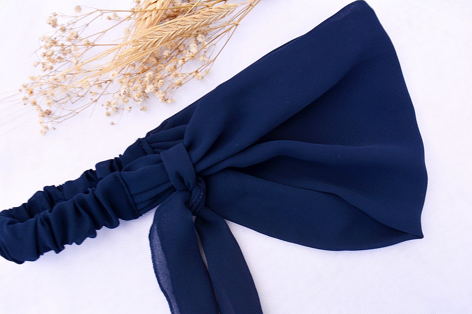 Navy Blue Chiffon Bandana Head Wrap Gift for Womens Wide Etsy