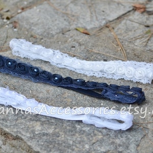 Navy blue headband, boho headband, lace bohemian headband, women headband, vintage headband, lace headwrap, baby head wraps, girl birthday image 5