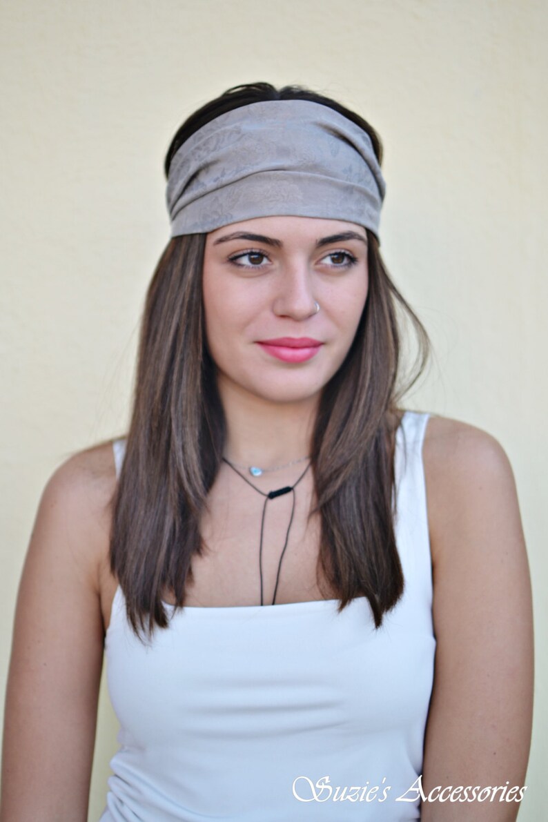 Crepe Satin Headband, Cream Handmade Headbands, Hippie Headband, Fashion Headbands, Womens Head