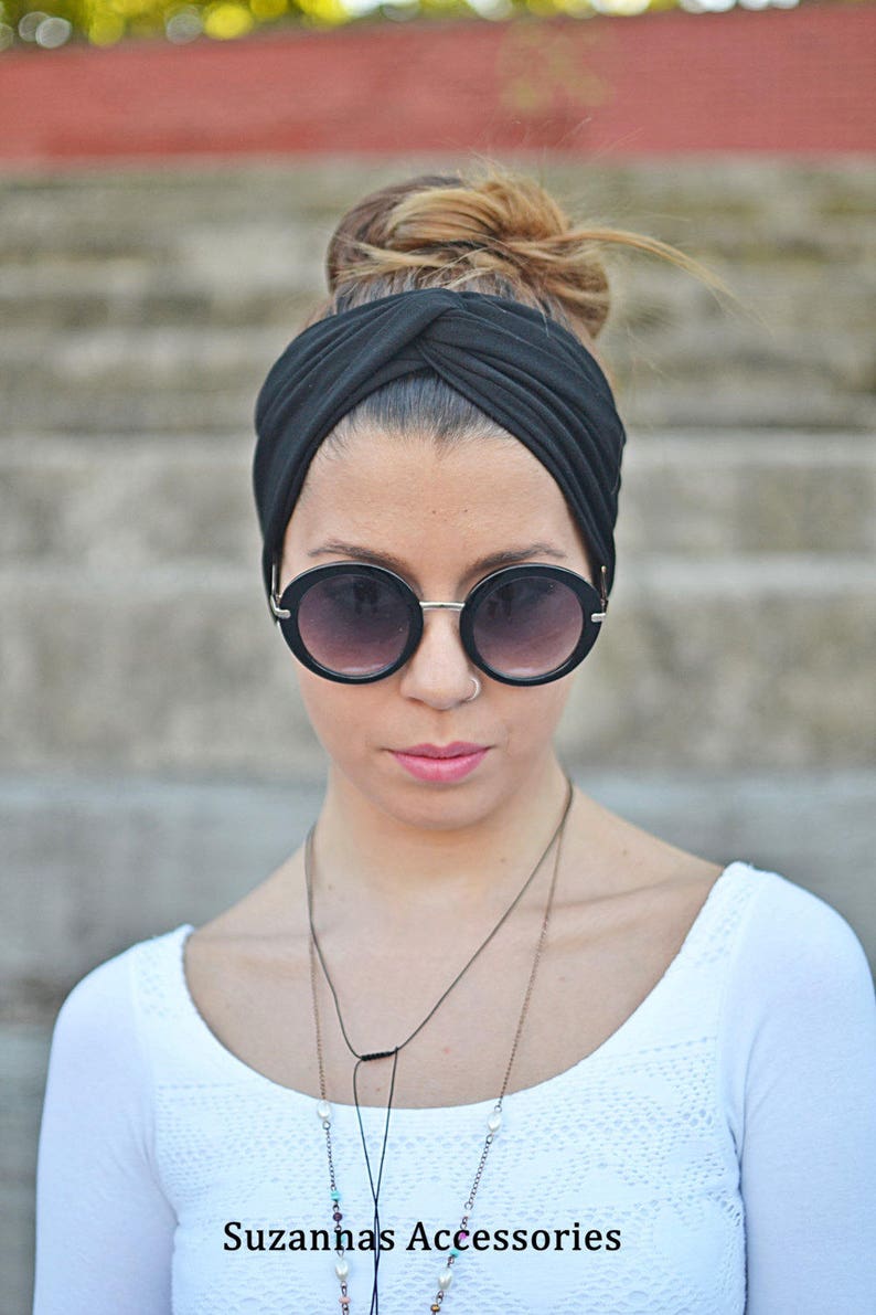 Black Headband, Yoga Headband, Workout Headband, Twist Headband, Boho