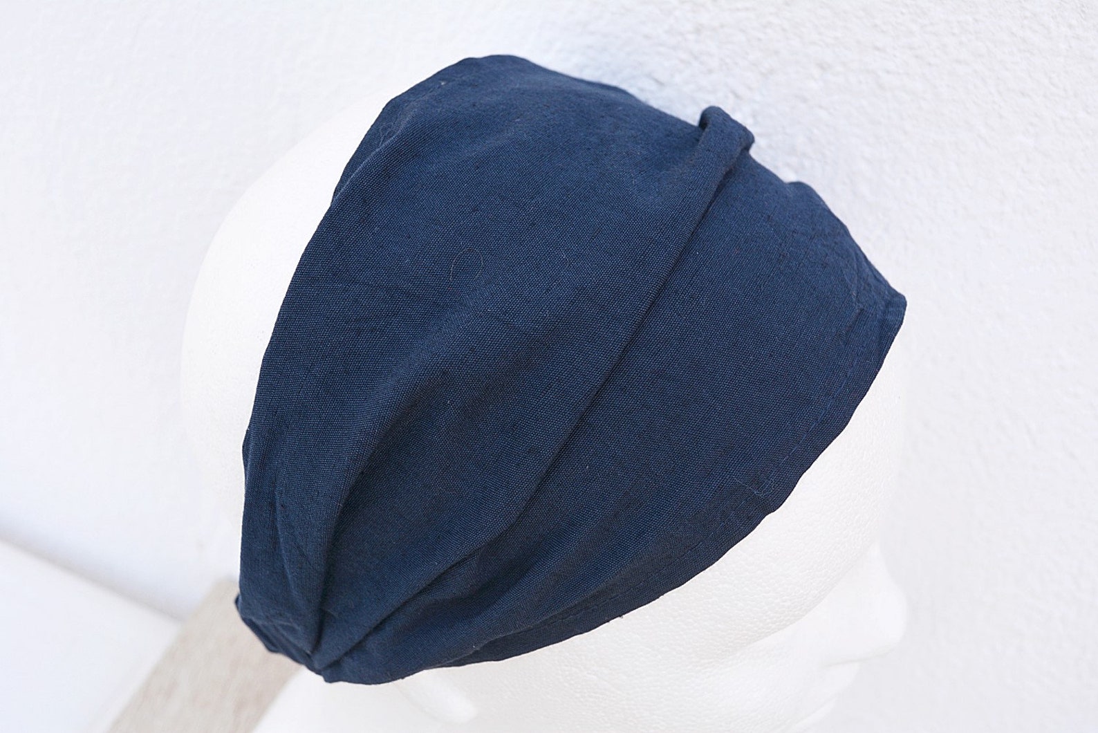 Navy Blue Headwrap, Blue Linen Headscarf, Mom Gift Headband, Mom Linen