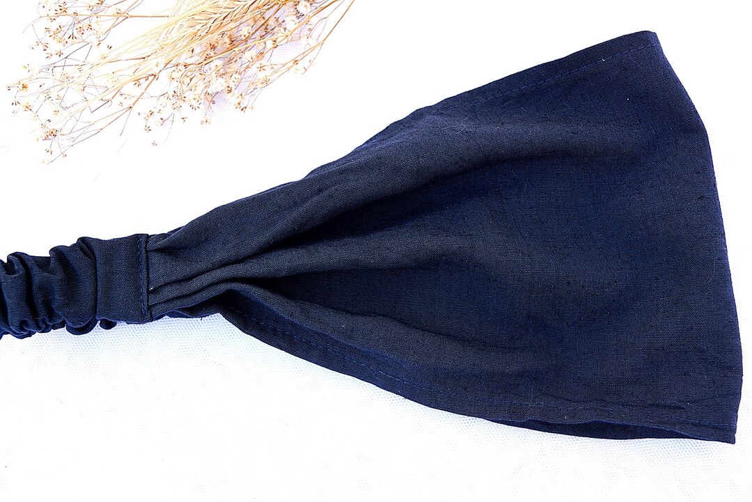 Navy Blue Headwrap, Blue Linen Headscarf, Mom Gift Headband, Mom Linen