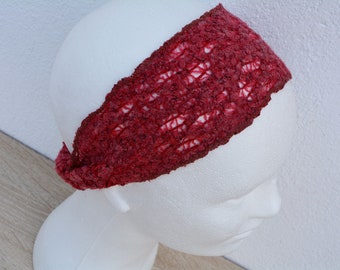 Marron bandeau, Twist bandeau femme, vin rouge Turban bandeau large bandeau, serre-tête, bandeau de séance d’entraînement, en cours d’exécution bandeau turban de froisser