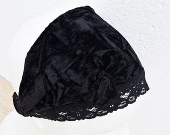 Schwarzer Samtstirnband, schwarzer Samtturban, Türband schwarz, Türband Stirnband, schwarzen Turban, Stretch-Kopftuch, Kopftuch, Stirnband schwarz, Kopf