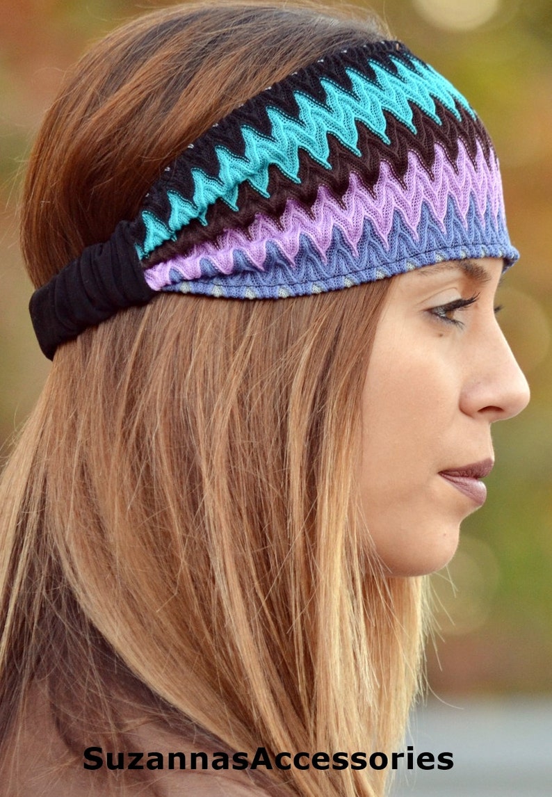 Womens Boho Headbands, Zig Zag Fabric Headbands, Colored Headbands