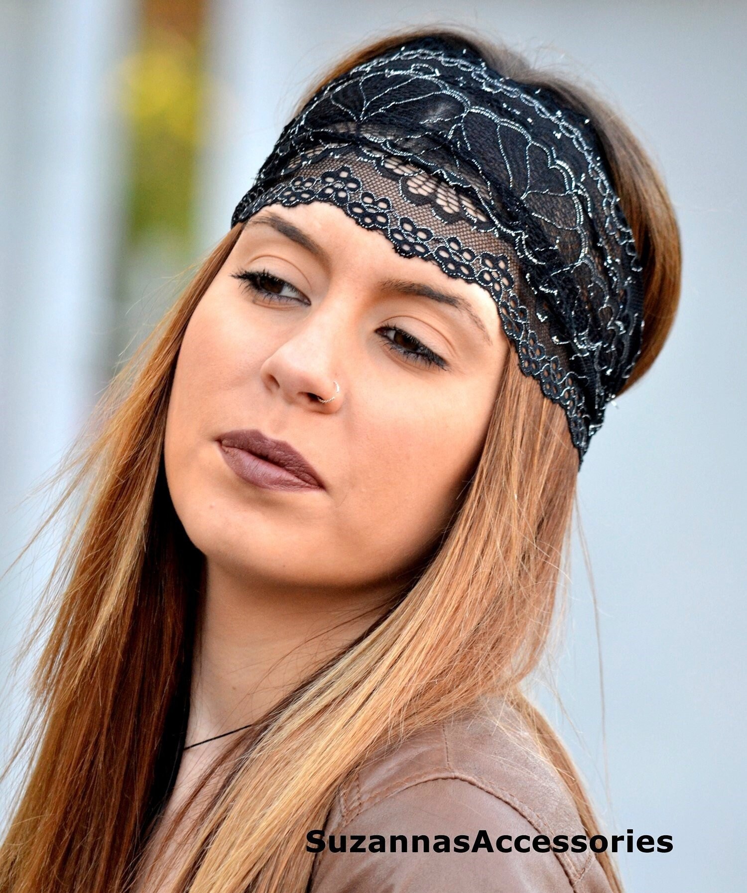 Silver Black Headbands Lace Accessories Black, Silver Headband, Black Headbands, Black Silver