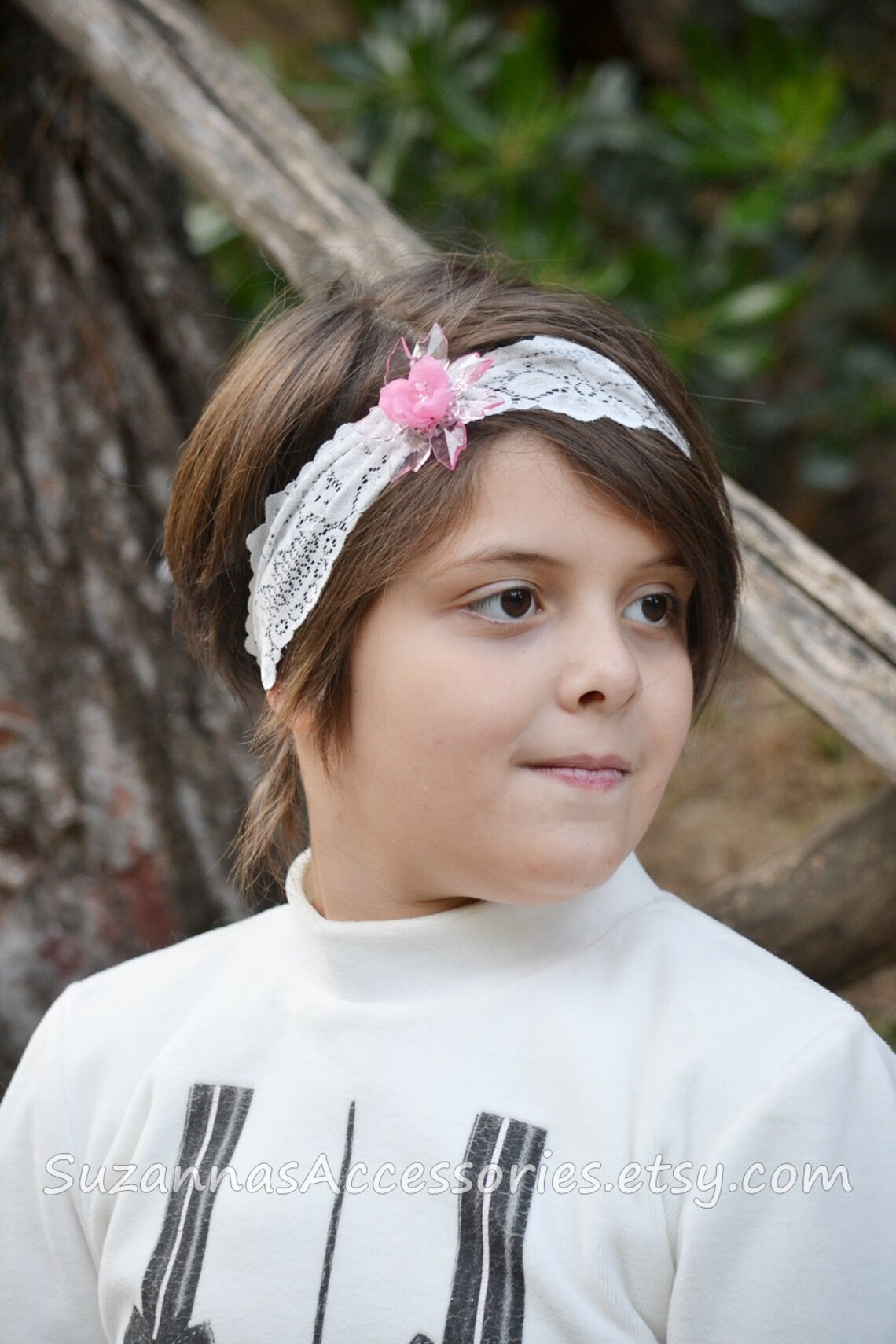 Pink Headbands White Lace Headband Flower Headbands Bows Etsy