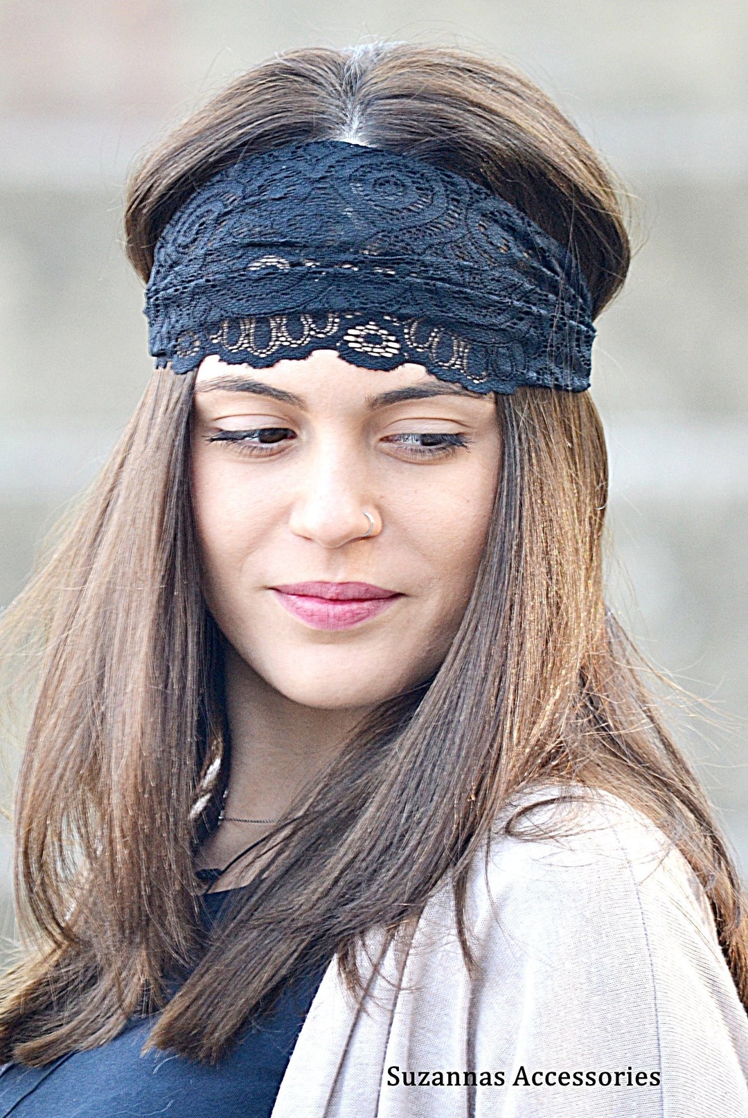 Black Headbands Lace Accessories Black Handmade Accessory Etsy