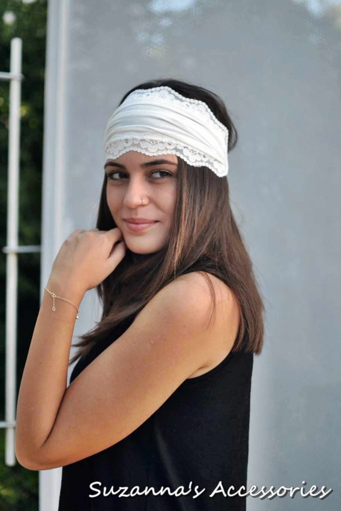 Ivory Bandana Headband Elastic Headband Fitness Headband Etsy