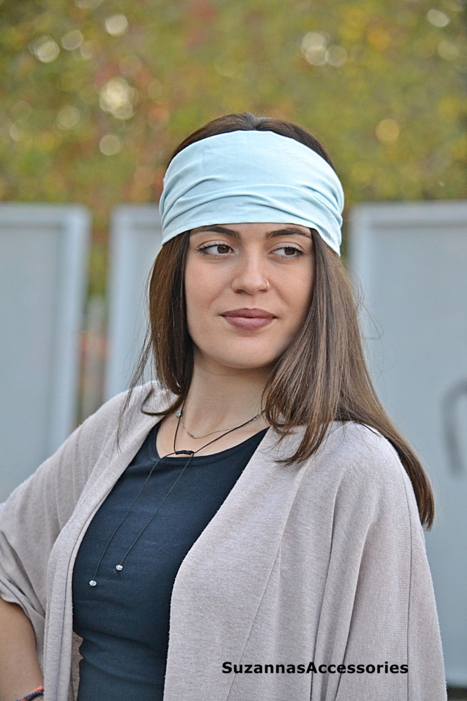 Navy Blue Headwrap, Blue Linen Headscarf, Mom Gift Headband, Mom Linen