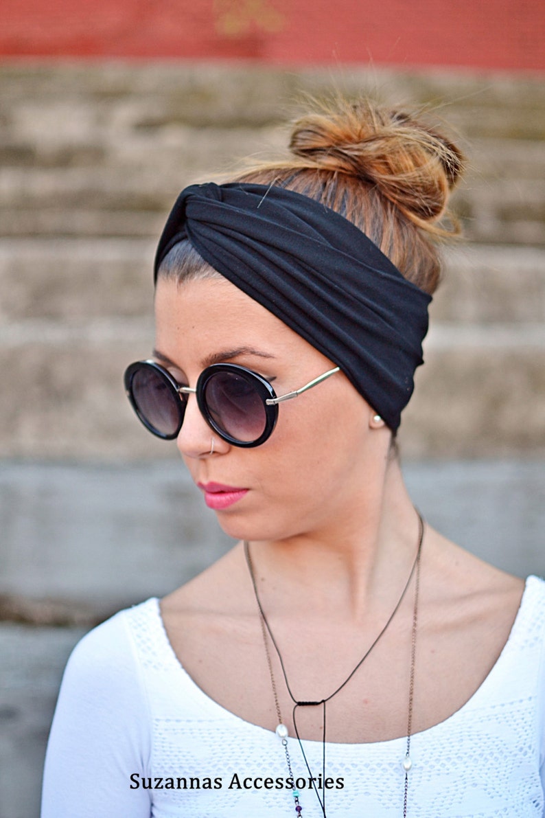 Black Headband, Yoga Headband, Workout Headband, Twist Headband, Boho