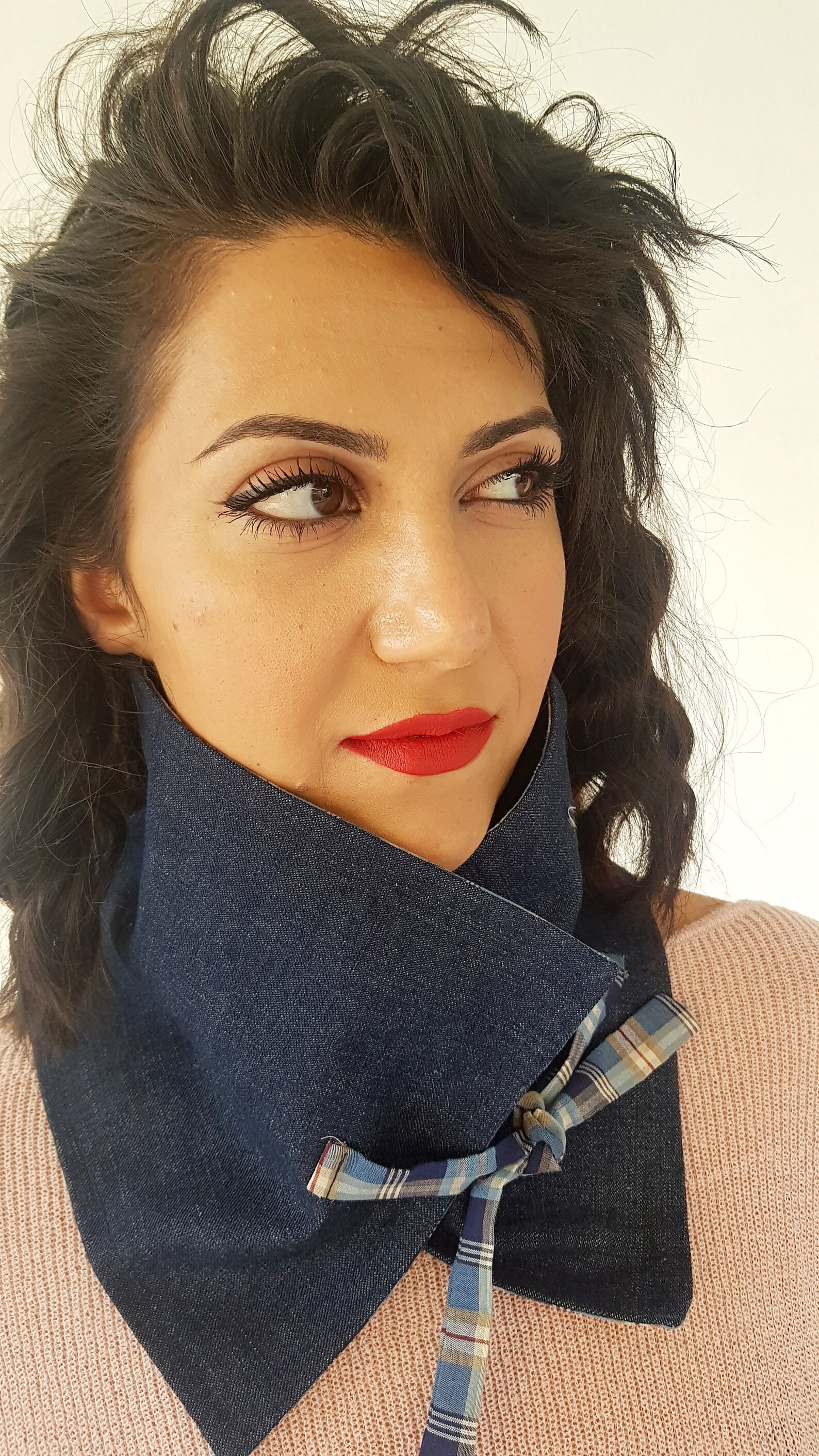 Jeans Mens Scarf Blue Neckwarmer, Winter Neckwarmer Double Sided Scarf