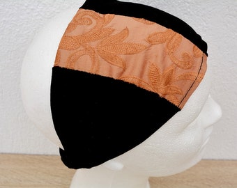 Rose Gold Black Wide Headband, Wrap Womens Headband Yoga Head Wrap, Head Scarf Jersey Fitness Head Wrap Black Turban Cotton Head Wrap, Glam