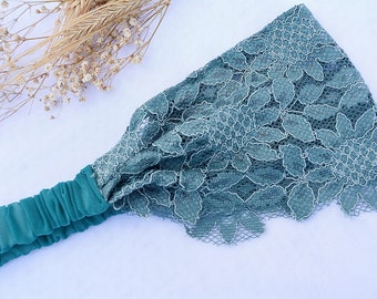 Lace Teal Blue Headband Bohemian Elegant Headband, Bridesmaid Headbands, Womens Turbans, Womens Headbands, Vintage Lace Headbands For Womens