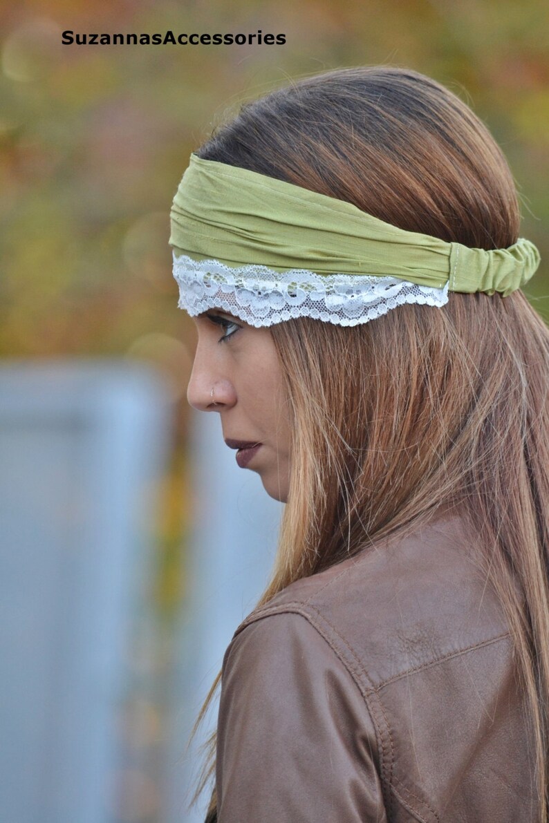 Silk Lime Green Womens Fashion Headband, Head Wrap Green Silk Wedding