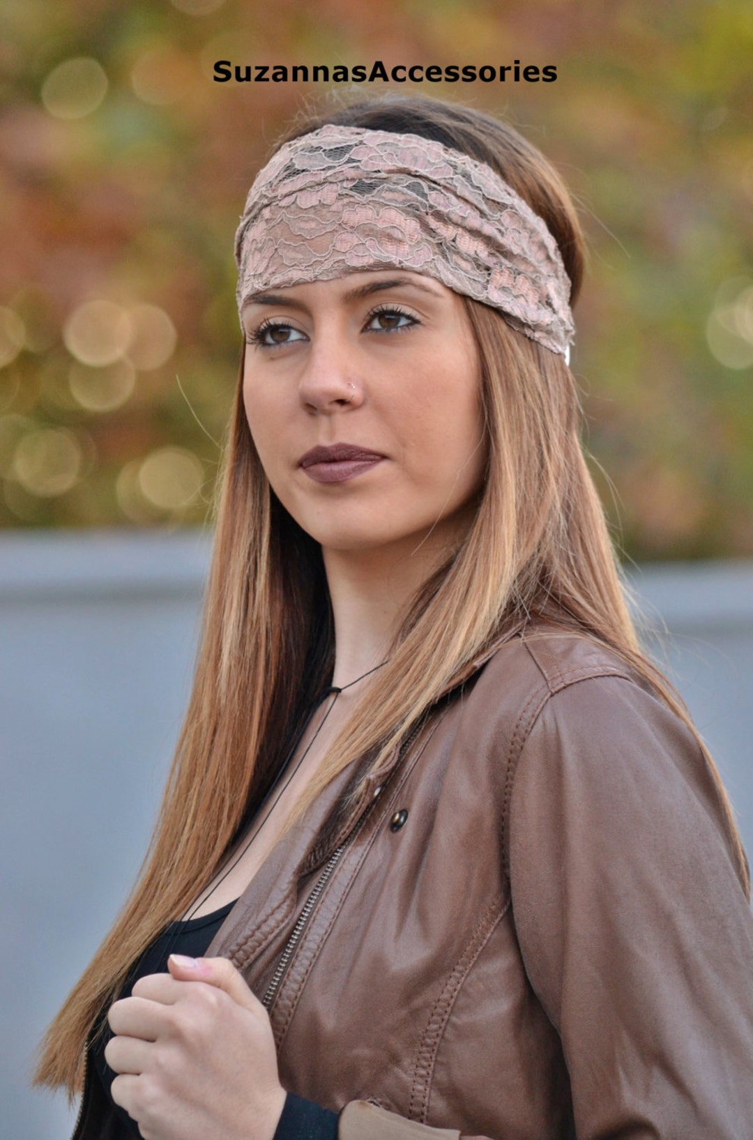 Lace Headband Brown Headband Bohemian Headband Elegant Etsy