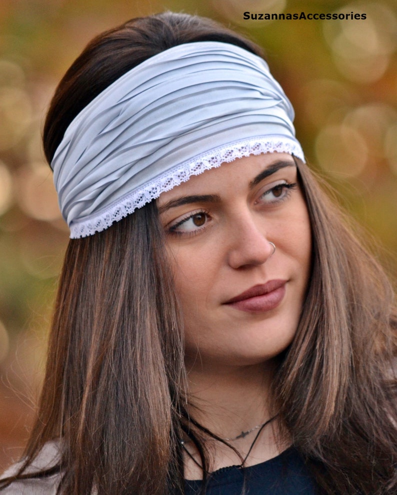 Unique Headbands, Grey Headband, Head Wrap, Elegant Headbands, Wide