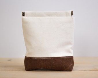 Charger case, Cosmetic pouch, Ditty bag, Make-up Case, Travel pouch, Mouse case / Cream and Brown