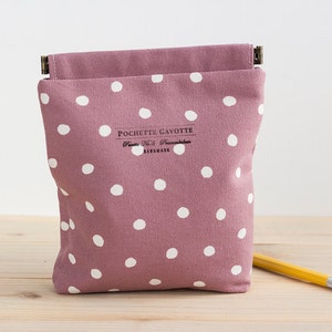 Charger case, Cosmetic pouch, Ditty bag, Make-up Case, Travel pouch / Polka dot dusty pale pink