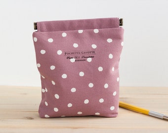 Charger case, Cosmetic pouch, Ditty bag, Make-up Case, Travel pouch / Polka dot dusty pale pink