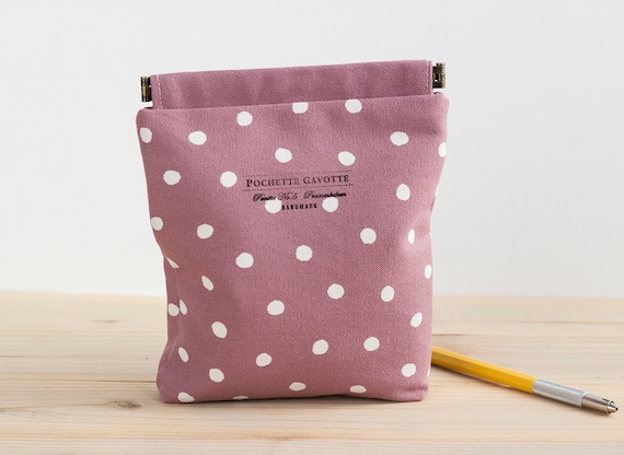 Charger case, Cosmetic pouch, Ditty bag, Make-up Case, Travel pouch / Polka dot dusty pale pink