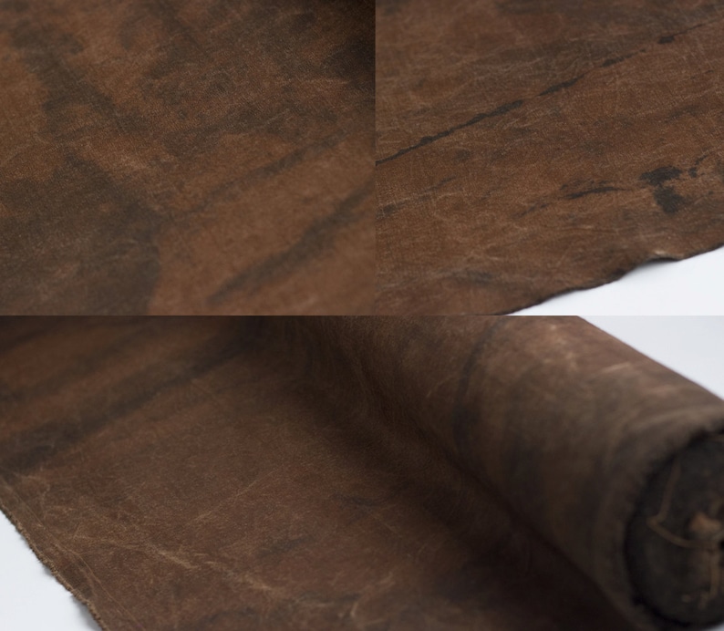 K&ouml;nnte beinhalten: Nahaufnahme eines braunen Canvas-Stoffes mit einer strukturierten, leicht rauen Oberfl&auml;che. Der Stoff ist aufgerollt und zeigt die Kanten und die nat&uuml;rliche Textur.
